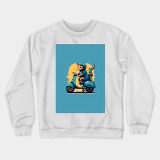 cat riding a scooter Crewneck Sweatshirt